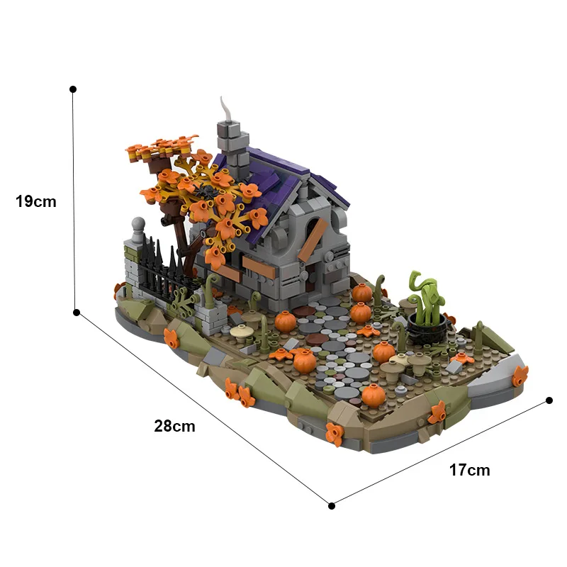 Halloween MOC Witch\'s Home Scene Ghost House Building Blocks Pumpkin Vine Plants Withered Tree Bricks Toys Compatible With LEGO