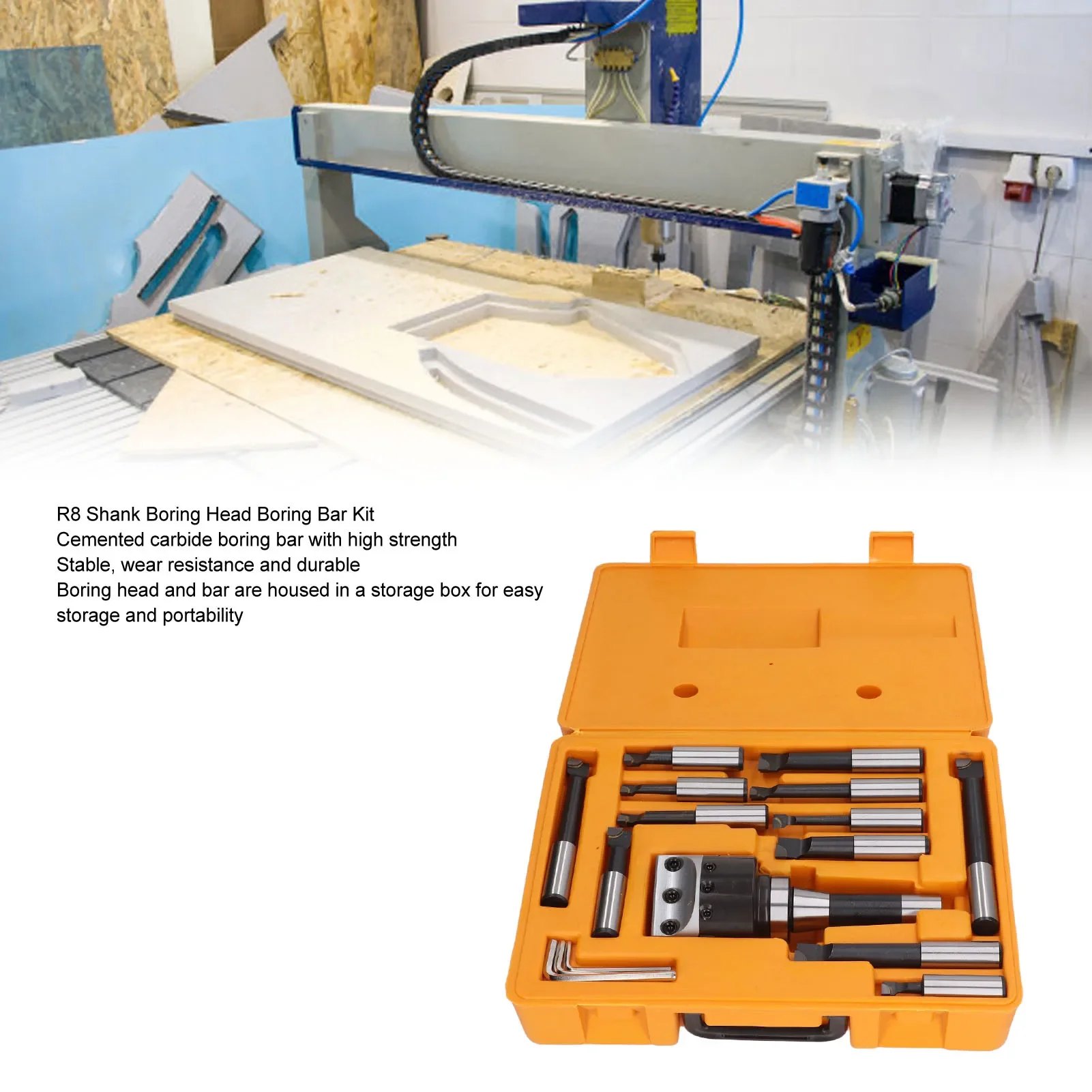 3/4 Inch Cemented Carbide Boring Bar Kit for CNC Hardening Milling Adjusting Boring Head 3in Adjusting Boring Head  Shank