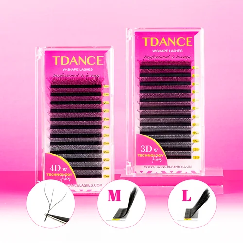 Imagen 2 del producto TDANCE M/L Curl 3D/4D/5D W pestañas ojos 0,07 W forma extensiones de pestañas 7-14mm pestañas profesionales suaves naturales 12 filas