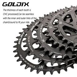 GOLDIX MTB Road Bike Chainring for 0mm 3mm 6mm Offset Chainring Narrow Wide Teeth 8/9/10/11/12 Speed 3 Bolt Chainring
