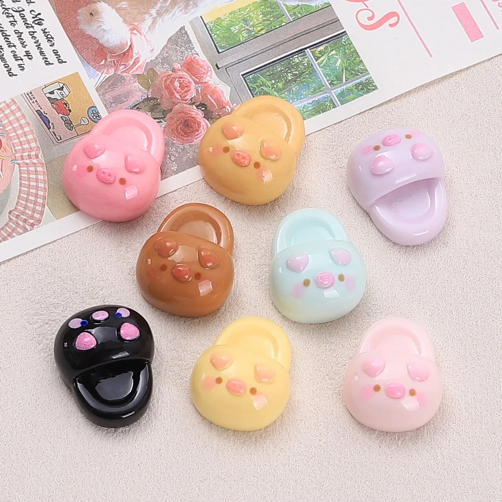 10pcs Kawaii Slipper Resin Flatback Cabochon Scrapbooking DIY Fridge Sticker Jewelry Craft Decoration Accessorie
