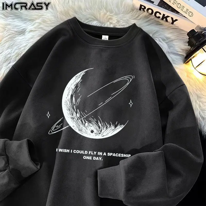 Male and Female Teenagers with Round Neck Pullover Loose and Fashionable Wearing Suede Long Sleeved Shirt Underneath Trendy Top