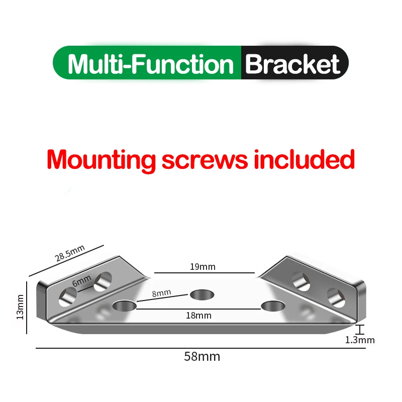 Stainless Steel,Hardware Bracket, 90 Degree Right Angle,Multi-Function, Fixed Piece Bracket, Cabinet Reinforcement Angle