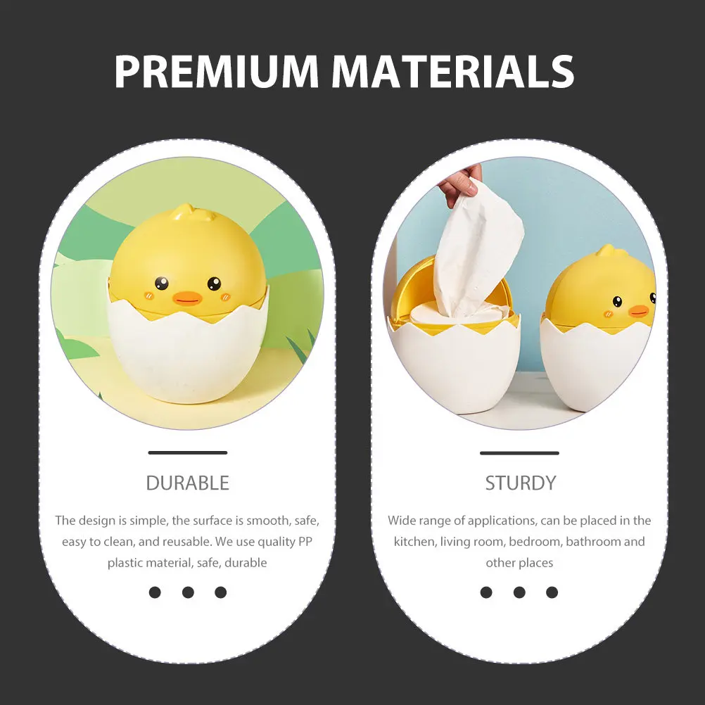 

Creative Cartoon Chick Desktop Trash Can with Lid Small Desktop Garbage Bin for Office Home Bedroom Convenient Wastebasket