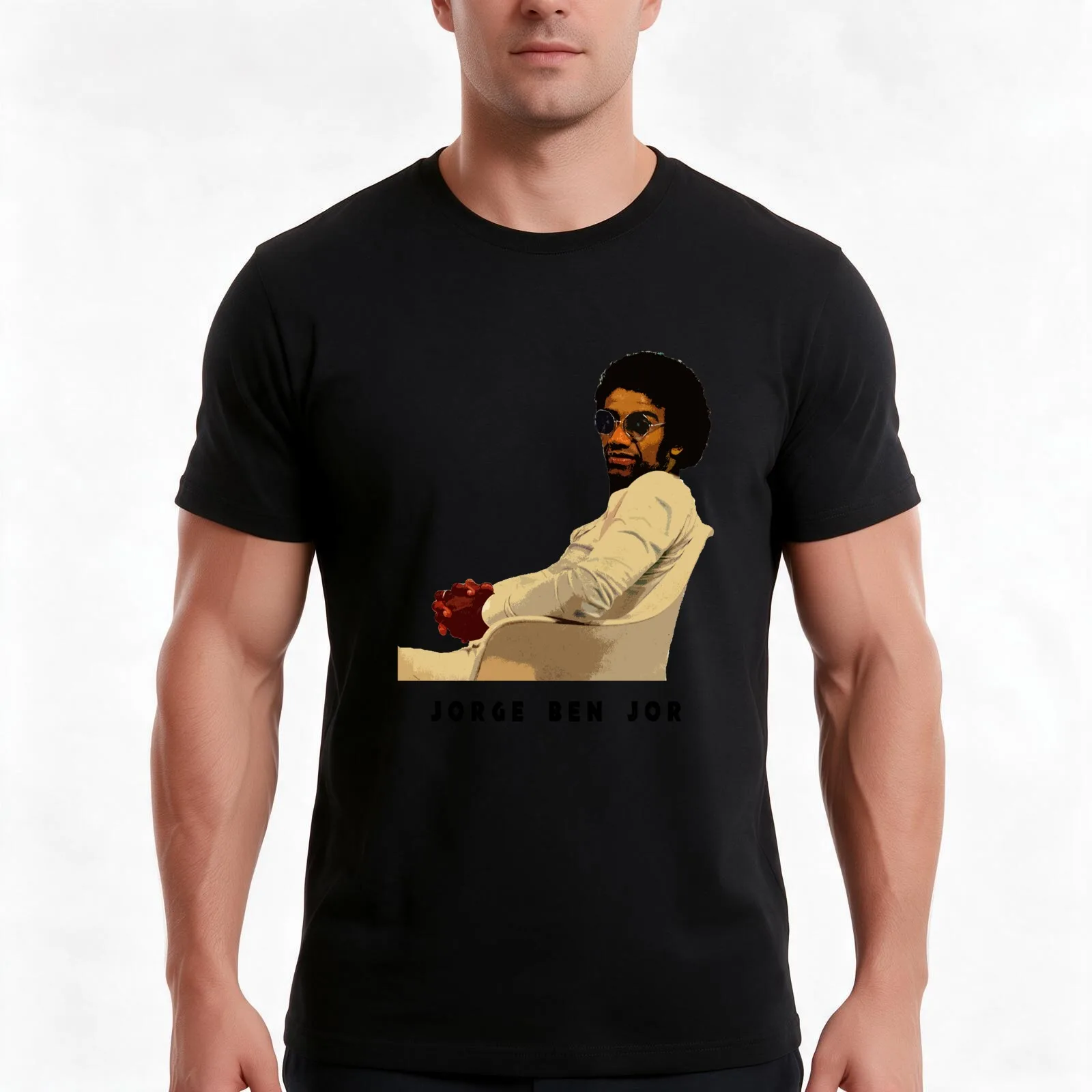 Jorge Ben Jor original design T-Shirt, Summer Casual Cotton Tee, Oversized Streetwear Tops, Vintage Graphic Print, 100% Cotton