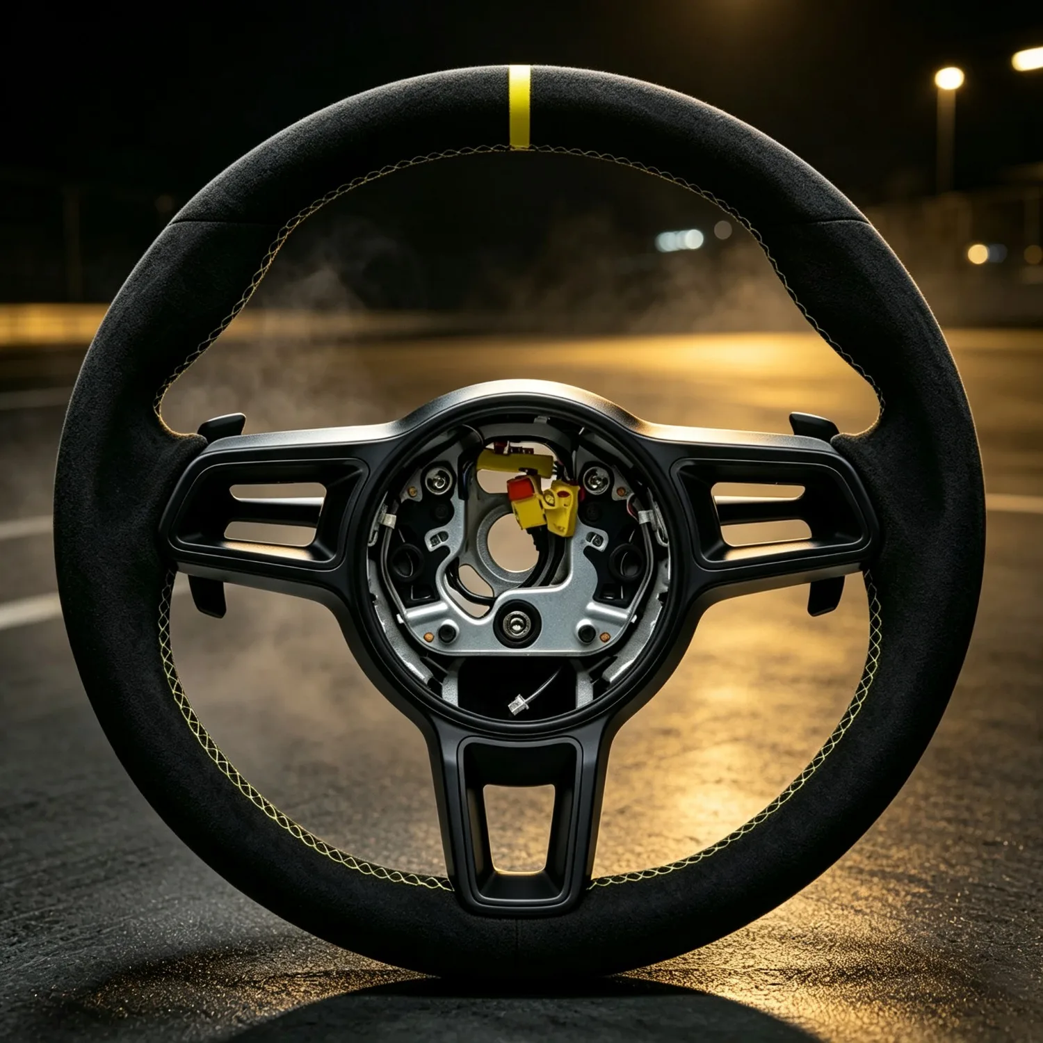 Yellow Stitching & Yellow Center Marker Racing Steering Wheel, Car Interior Upgrade Replacement Accessories For Porsche 911 Cayman Boxster Macan Panamera Taycan Cayenne