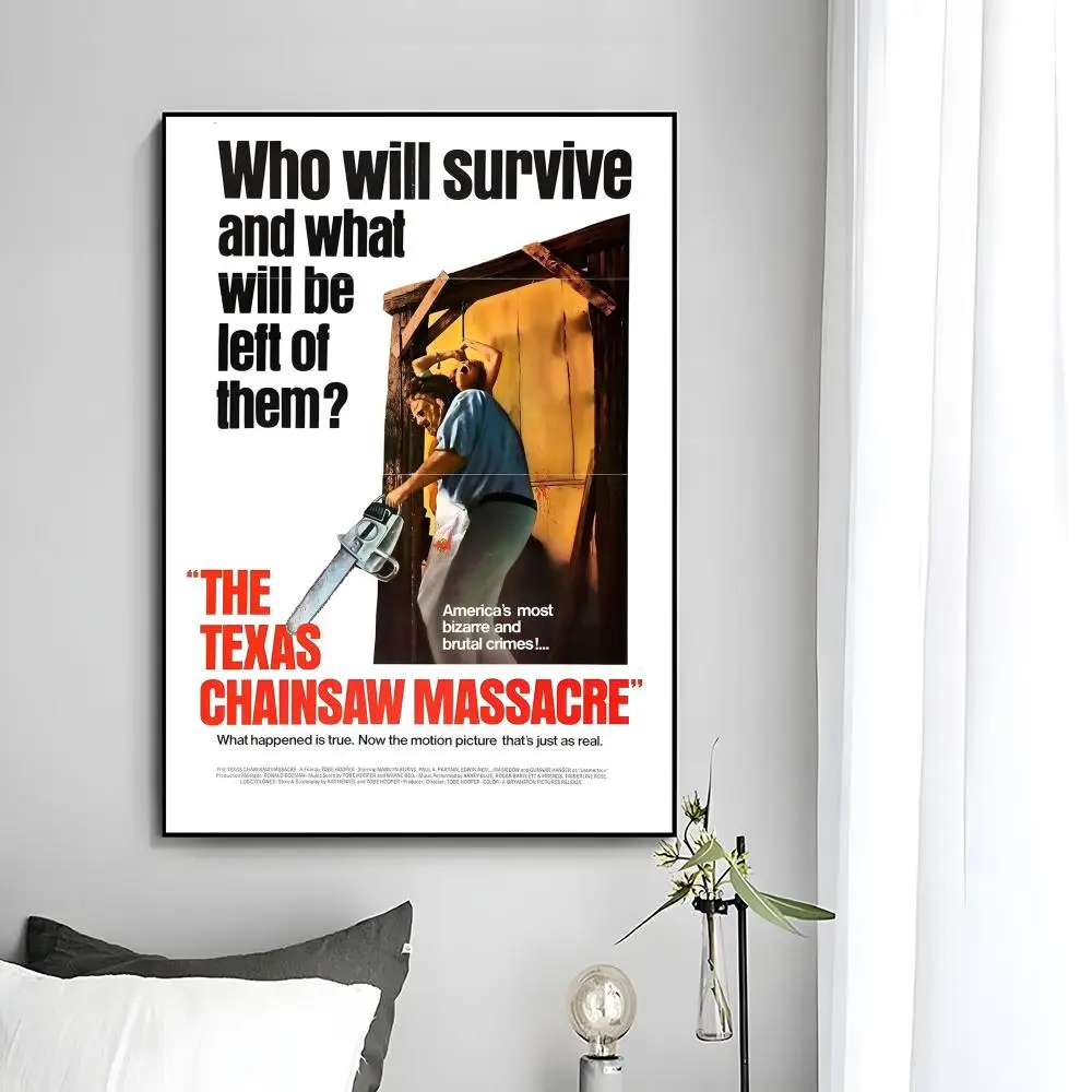Film-Horror-Poster „The T-Texas Chainsaw M-Massacre“ HD-Kunstposter, selbstklebende Wanddekoration, wasserfest, für Zuhause, Schlafzimmer, Bar, ästhetische Dekoration – Detail 1