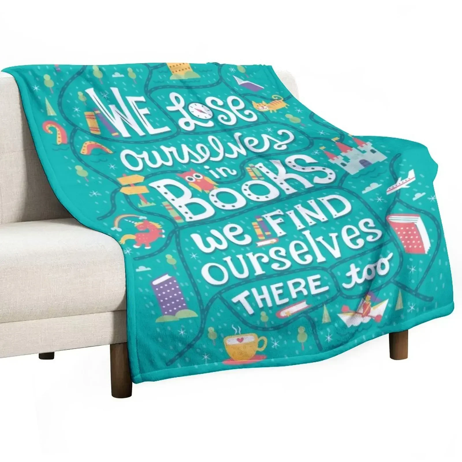 Lose ourselves in books Throw Blanket Cute Plaid cosplay anime Blankets