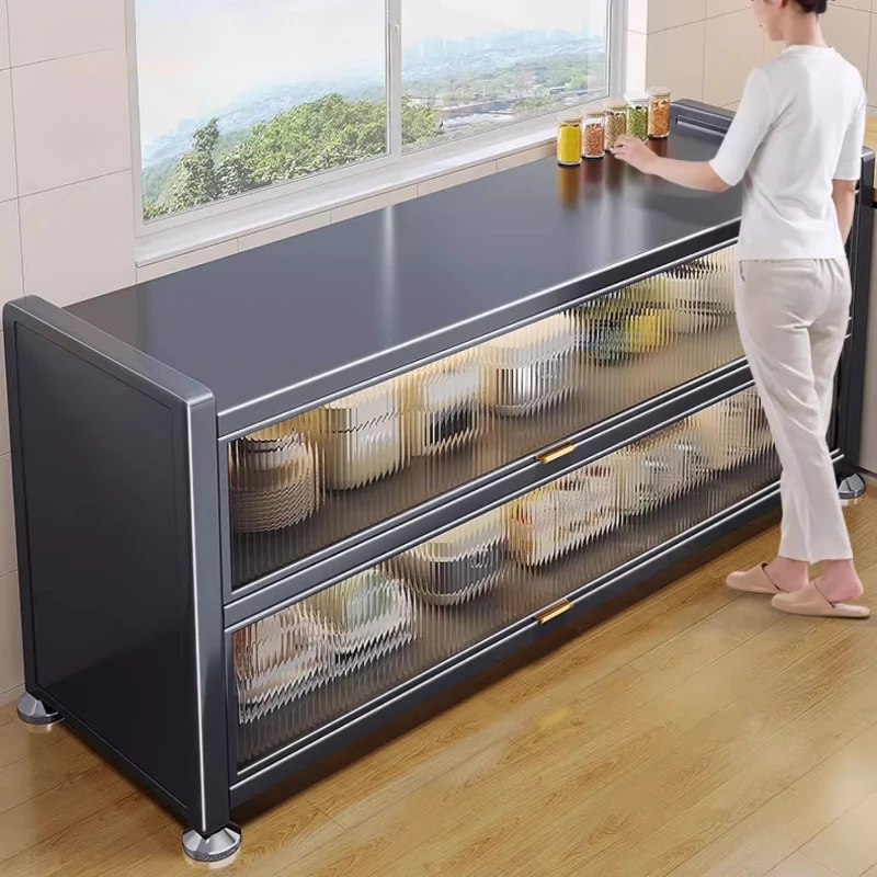 Kitchen Shelf, Floor Standing Multi-layer Storage Cabinet, Multifunctional Household Dining Edge Dust-proof Storage Cabinet