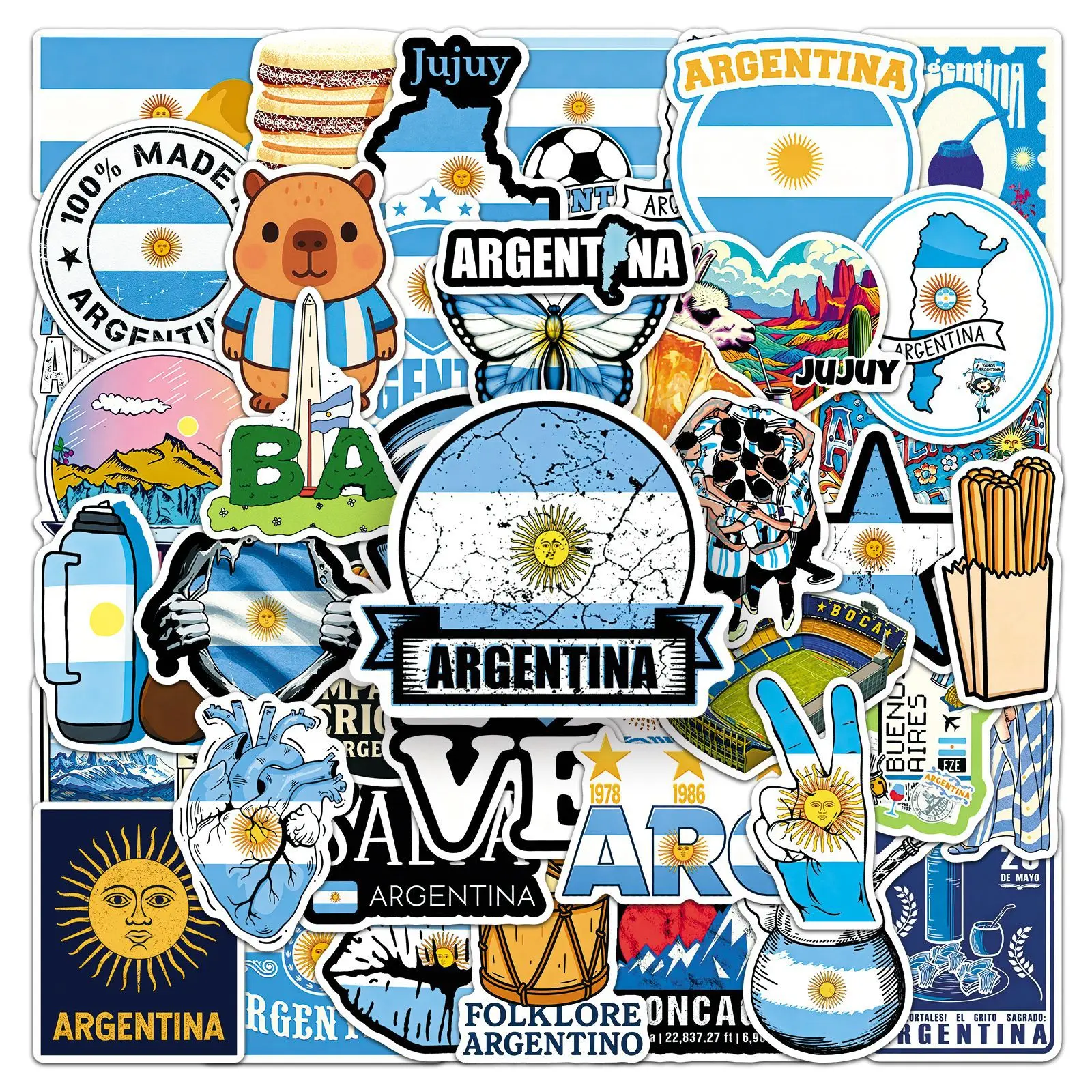 50 PCS Argentina City Landmark Country Outdoor Travel Theme Stickers Decorate Luggage Scrapbook Skateboard Waterproof Decals