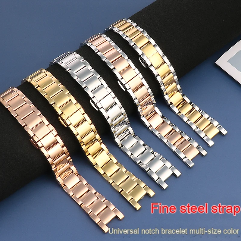 For VERSUS VSP490118/Rossini/Fiat/Cartier Pasha t series recessed stainless steel watch strap 14-7mm 16-8mm 18-10mm 20-12mm