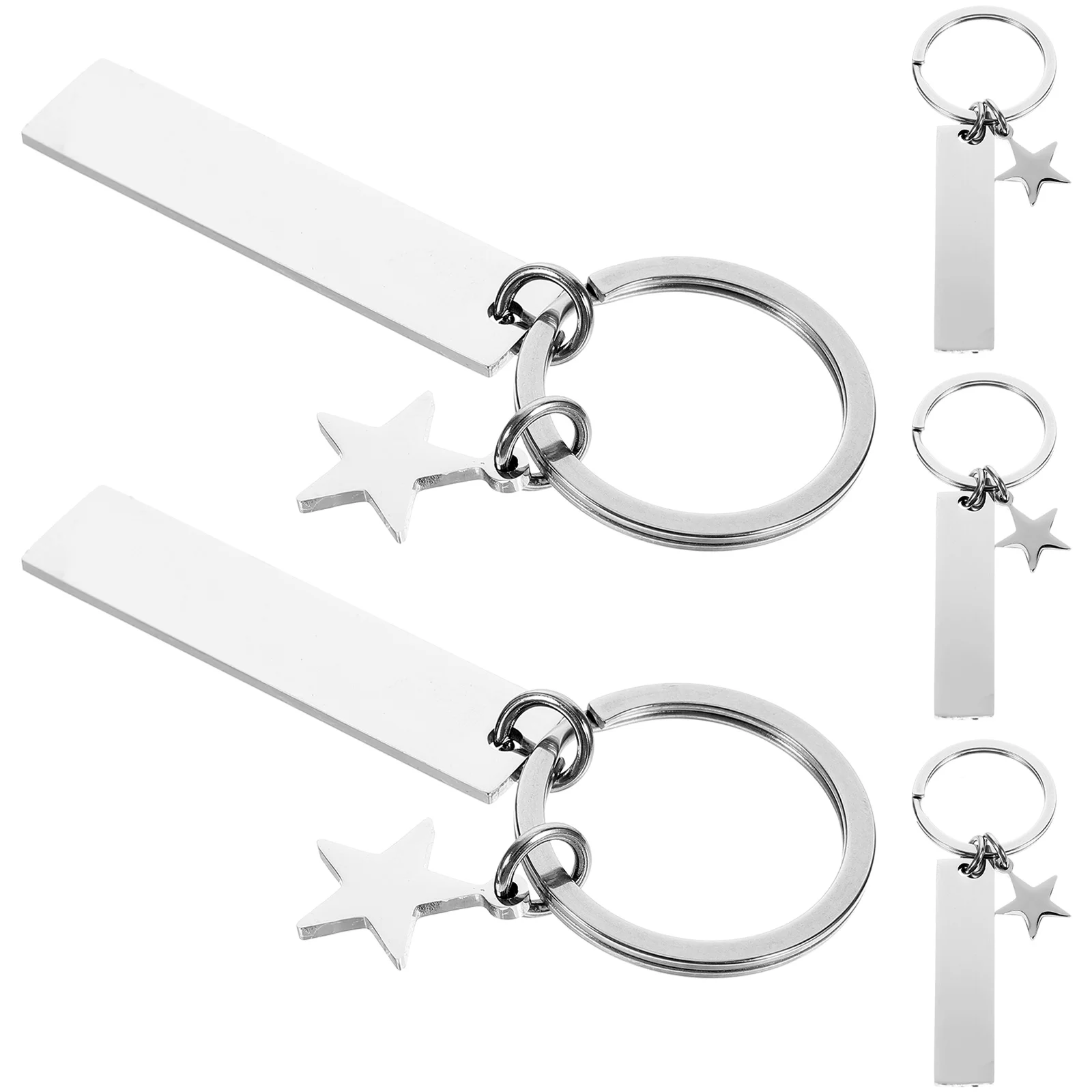 

2pcs Stainless Steel Blank Keychain Rectangle Tag Key Decorative Hanging Charm Pendants Smooth Rounded Edges