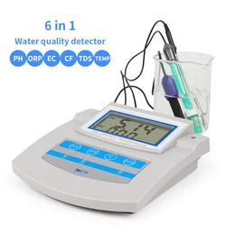 6 In 1 Water Quality Tester PH ORP TDS EC CF Temperature Benchtop PH Meter For Laboratory Drinking Water Aquarium Swimming Pool