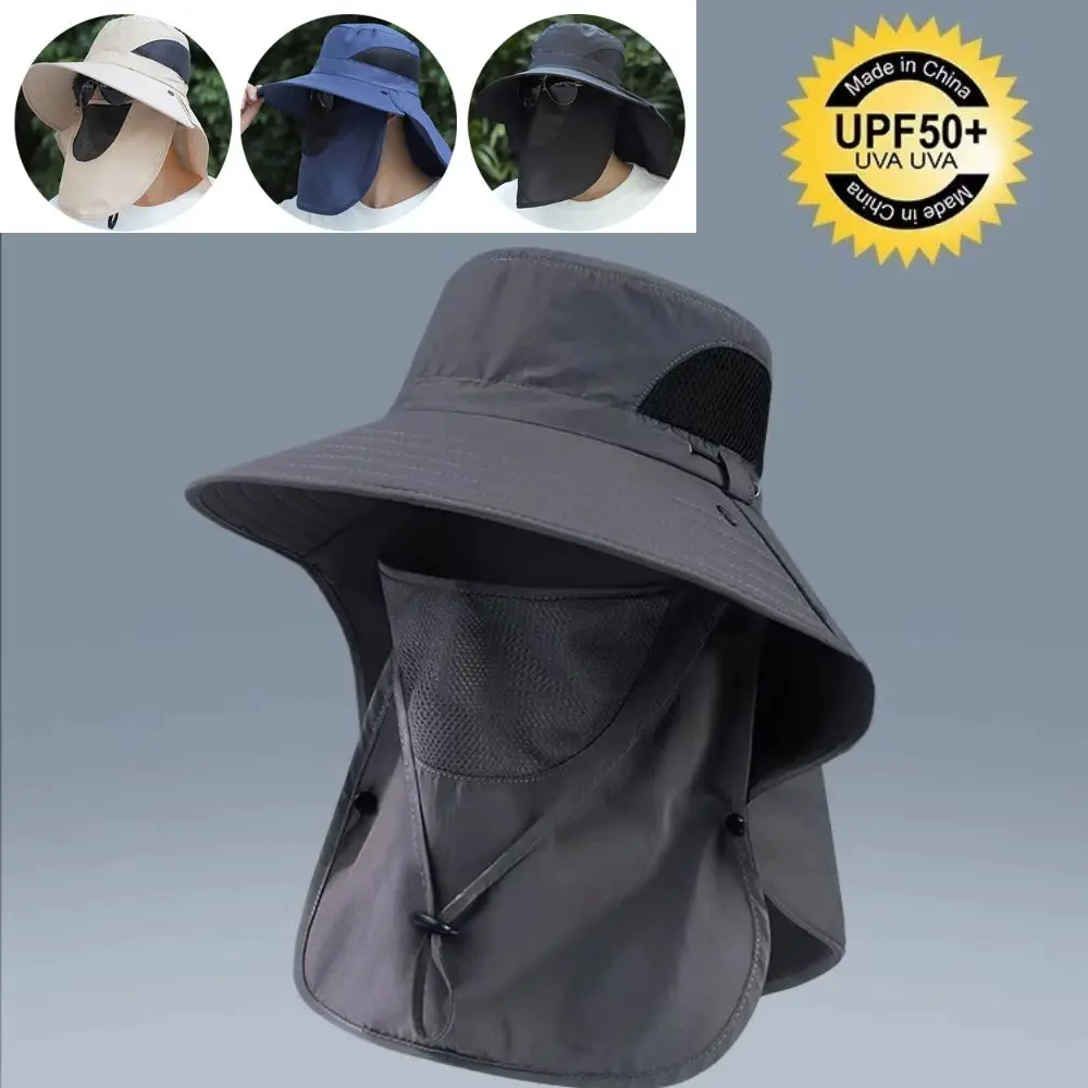 

Summer Sun Protection Hat Outdoor Hunting Fishing Cap For Men Women Hiking Camping Visor Bucket Hat Neck Flap Fisherman Hat Hot