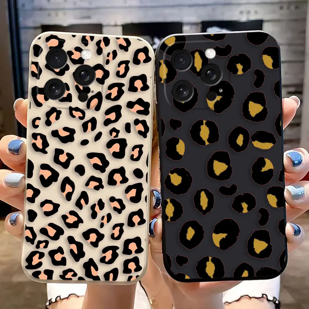 

Cartoon Pattern Leopard Print Cover Phone Case For Apple iPhone 16 15 14 13 12 PRO MAX PLUS Silicone Case Funda Coque Shell Capa