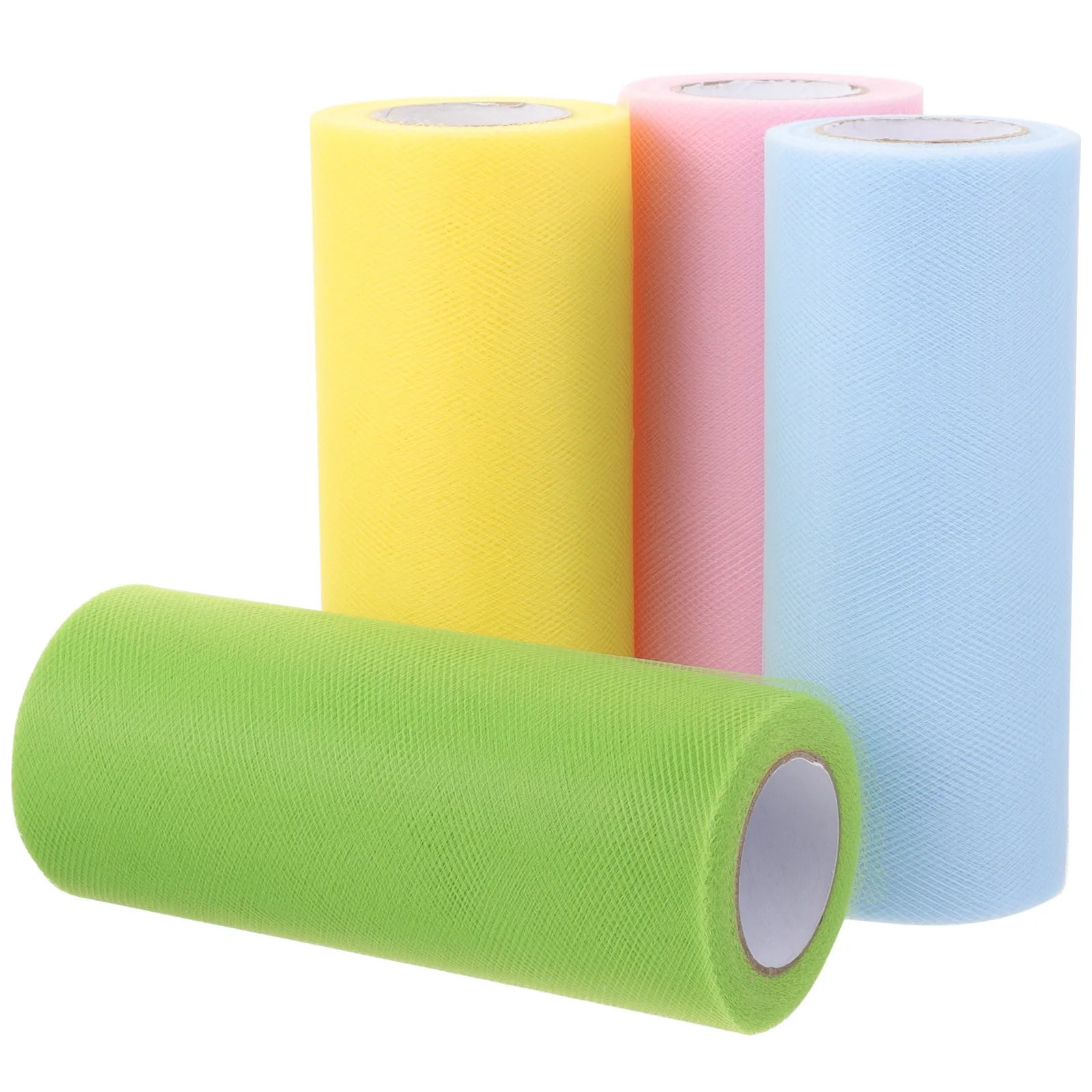 4 Rolls DIY Tulle Fabric for Gift Wrapping Party Wedding Decoration Mesh Ribbon Craft Projects Elegant Draping Netting