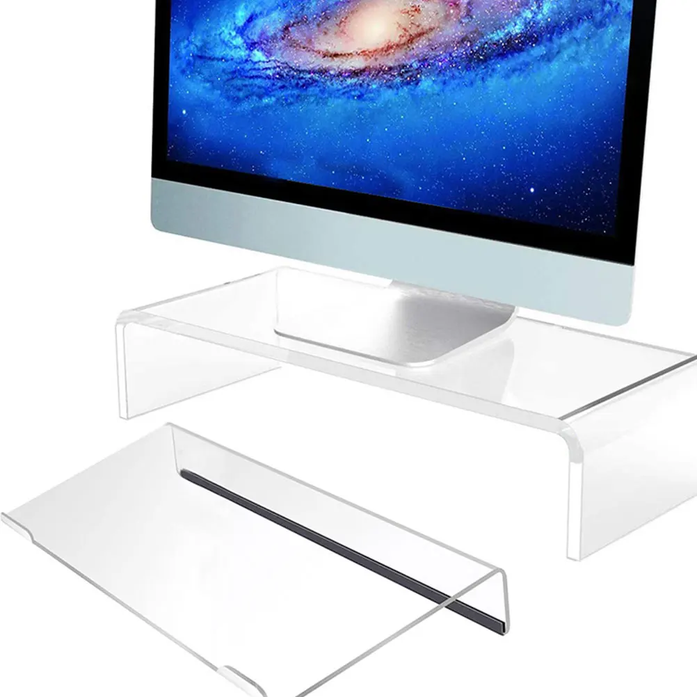 

Acrylic Keyboard Stand Transparent Holder for Desk Ergonomic Tilted Computer Tray Riser Non Slip Black Strip Sturdy