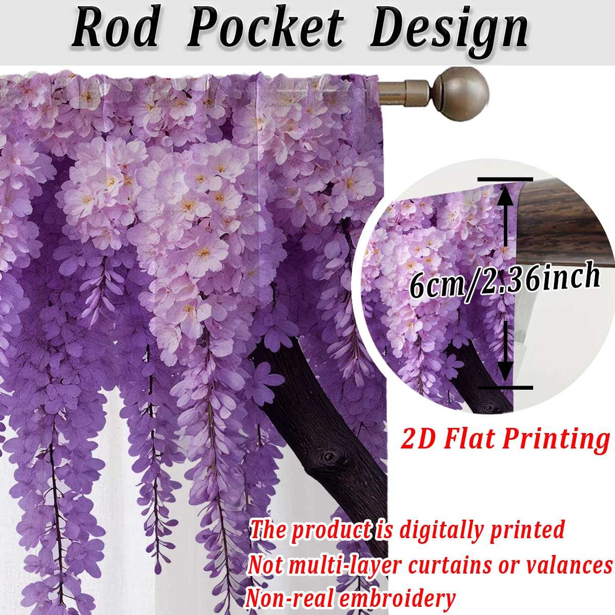 ستارة شفافة بطباعة مسطحة من الوستارية، قماش خفيف، لغرفة المعيشة وغرفة النوم وديكور المنزل والنافذة