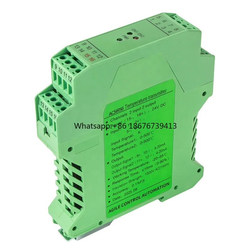 1 in 1 Out  Thermocouple Temperature Transmitter 4-20mA 0-10V K S J E B T Type  0-1300℃ Thermocouple Temperature Transducer