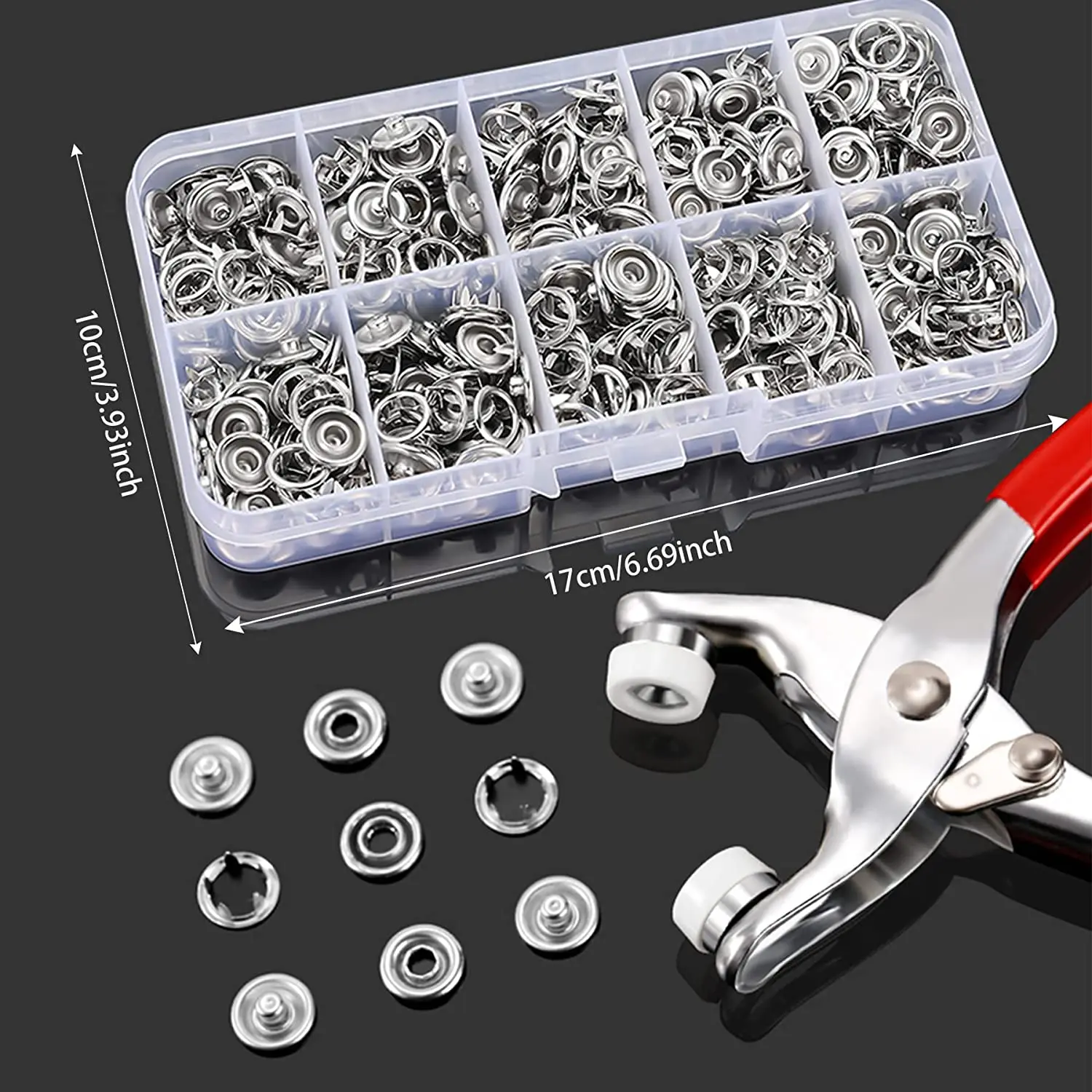 50Sets Plier Tool Metal Snap Button Sewing Button Thickened Snap Fastener Kit DIY Craft for Installing Sewing Bag Clothes