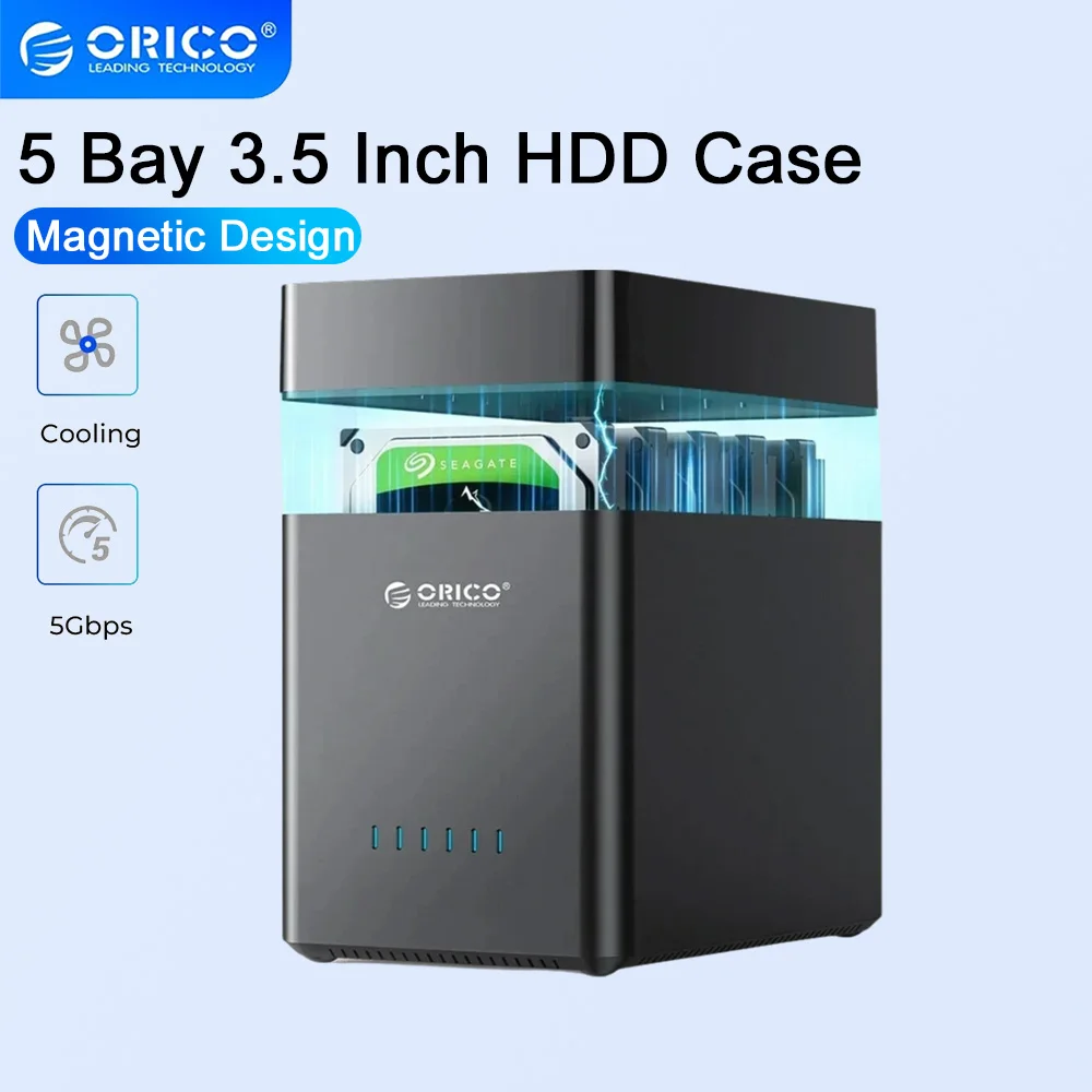 ORICO 5 Bay 3.5 Inch HDD Docking Station 3.5'' Hard Drive Enclosure SATA to USB 3.0/Type C SSD Disk Storage Case for PC Lapop