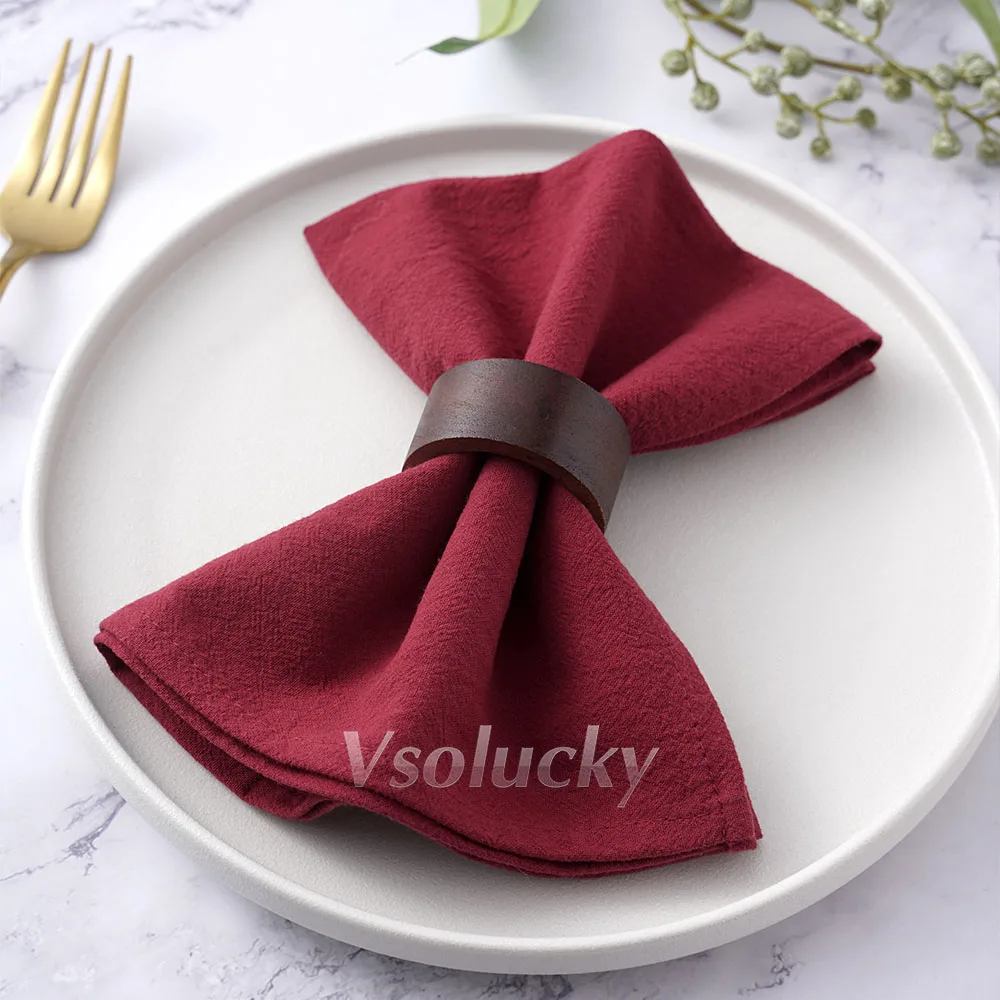 10pcs 40x40cm Napkins Washed Cotton Cloth Plain Soft Tea Towels Place Mats Vintage Style for Home Wedding Party Table Decoration