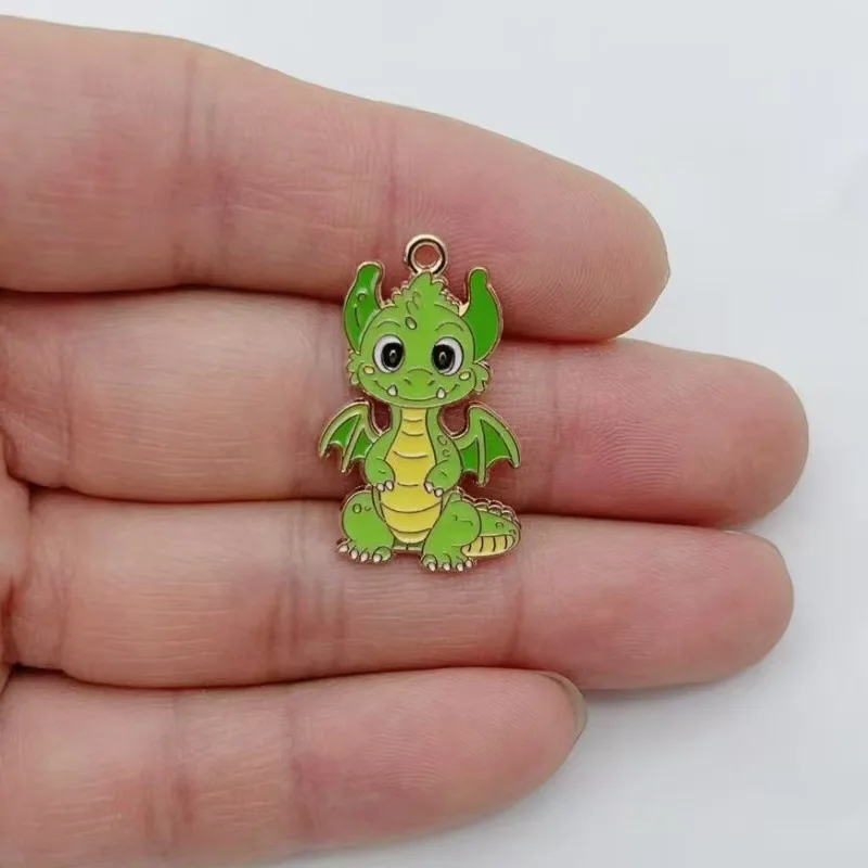 10pcs Personalized Little Flying Dragon DIY Cartoon Drip Oil Jewelry Accessories Single Hanging Cute Pendant Earrings Necklace K view 3