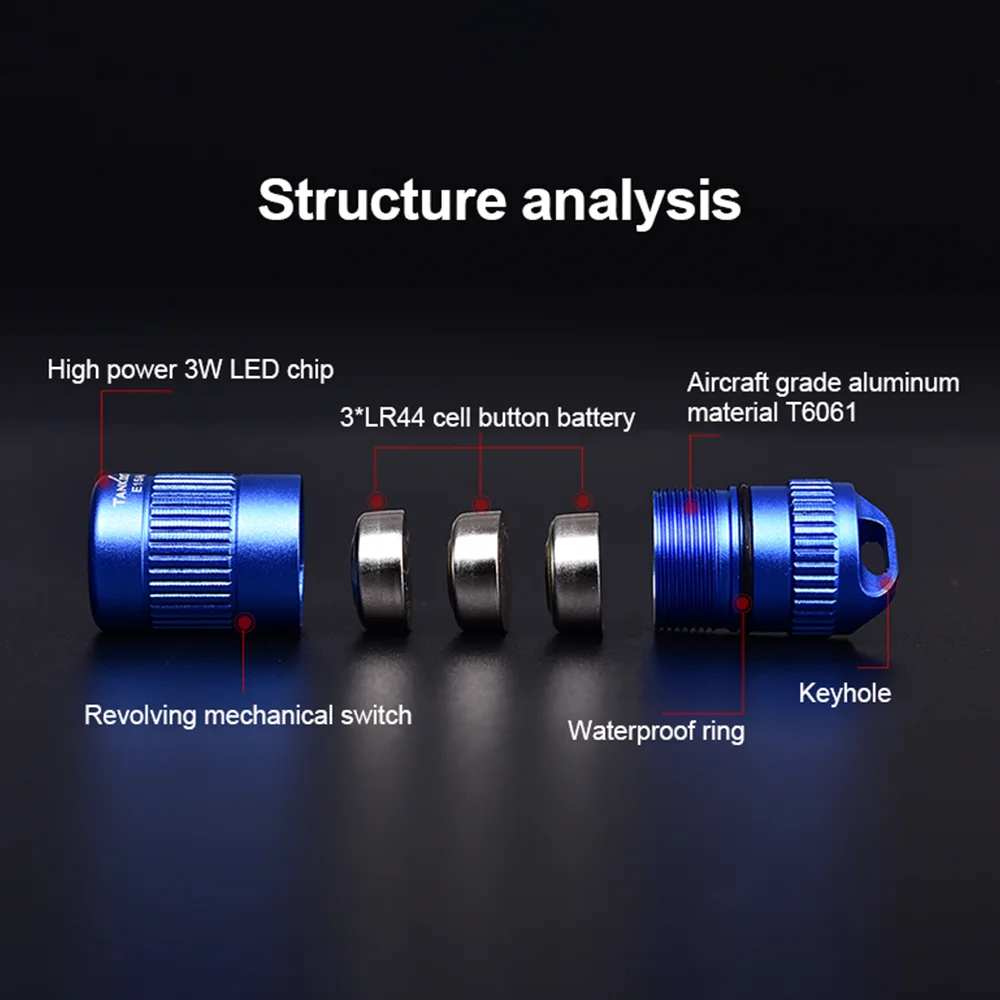 Карманный светодиодный портативный Tank007 E15 брелок белый свет фонарик открытый туризм аварийное освещение фонарь высокой мощности