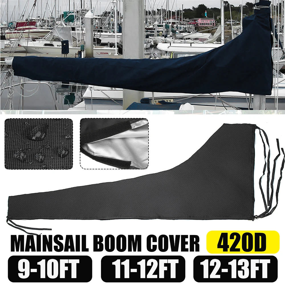 

Waterproof Mainsail Boom Cover Boat Cover 420D Anti UV Sunshade Dustproof Boom Sail Cover 9-10ft/ 11-12ft/12-13ft