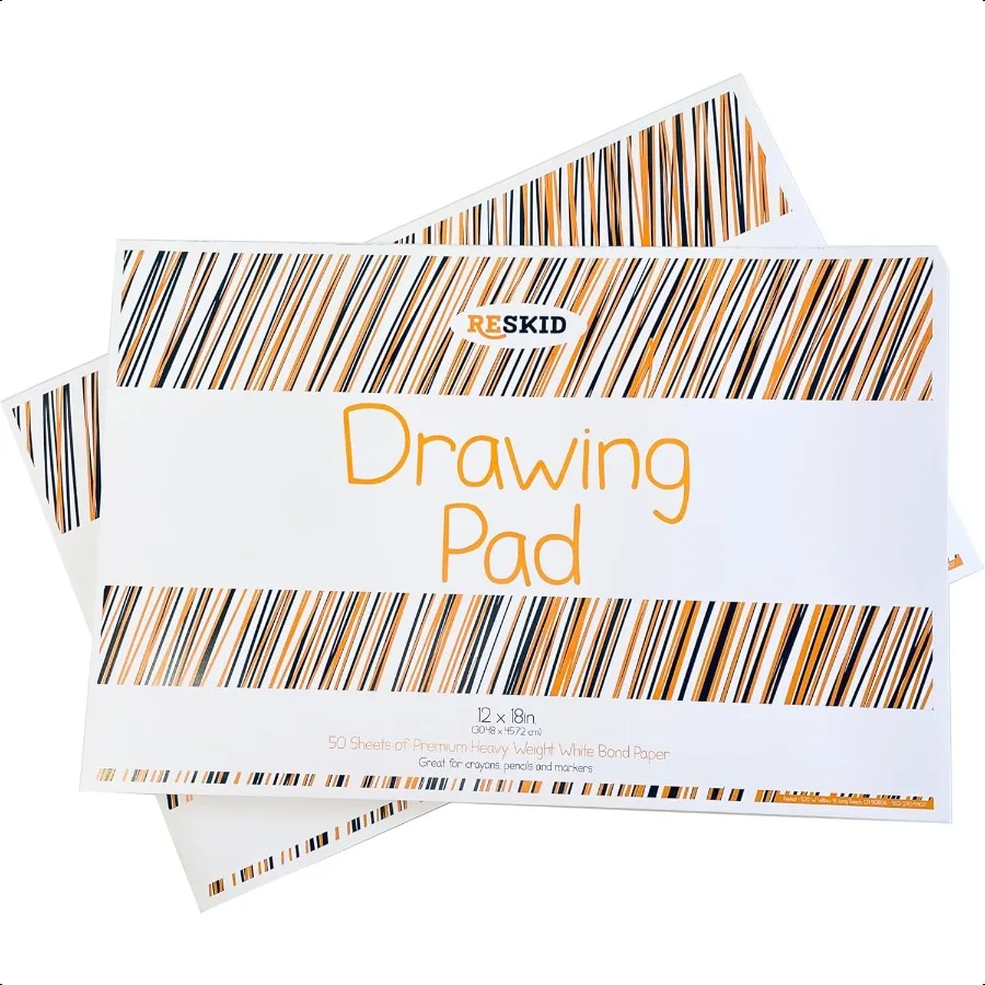 

Reskid Drawing Paper Pad 12 x 18 inches 50 Sheets 2Pack Coloring Art Pads for Sketch (12x18 (2PACK))