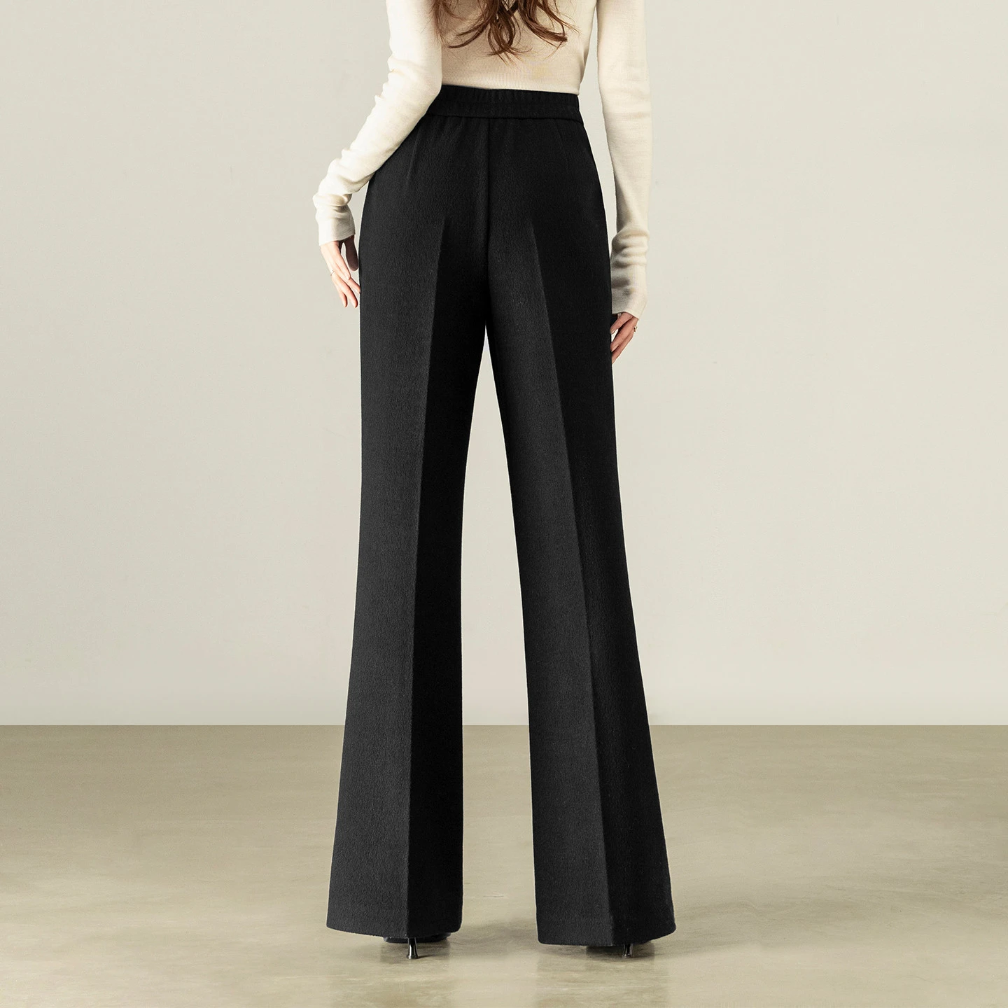 SENTUBILA Women's Flare Pants 2026 Office Lady High Waist Wool Blend Slim Fit Long Trousers Spring New Knit Bottoms 154KH6342