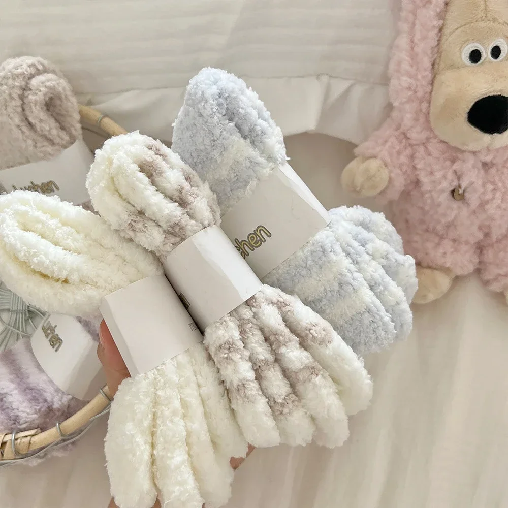 

Thick Coral Velvet Winter Warm Home Indoor Floor Striped Socks Soft Women Fluffy Socks Terry Towel Fuzzy Sock Woman Calcetines