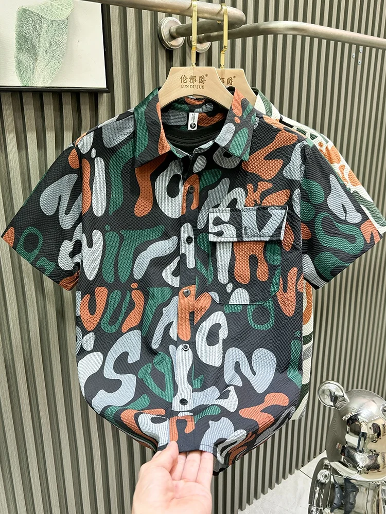 

Casual Printed ort Sve irt Men's Youth Personali High End Summer New Sle Breathable Loose Fit irt for Daily Wear