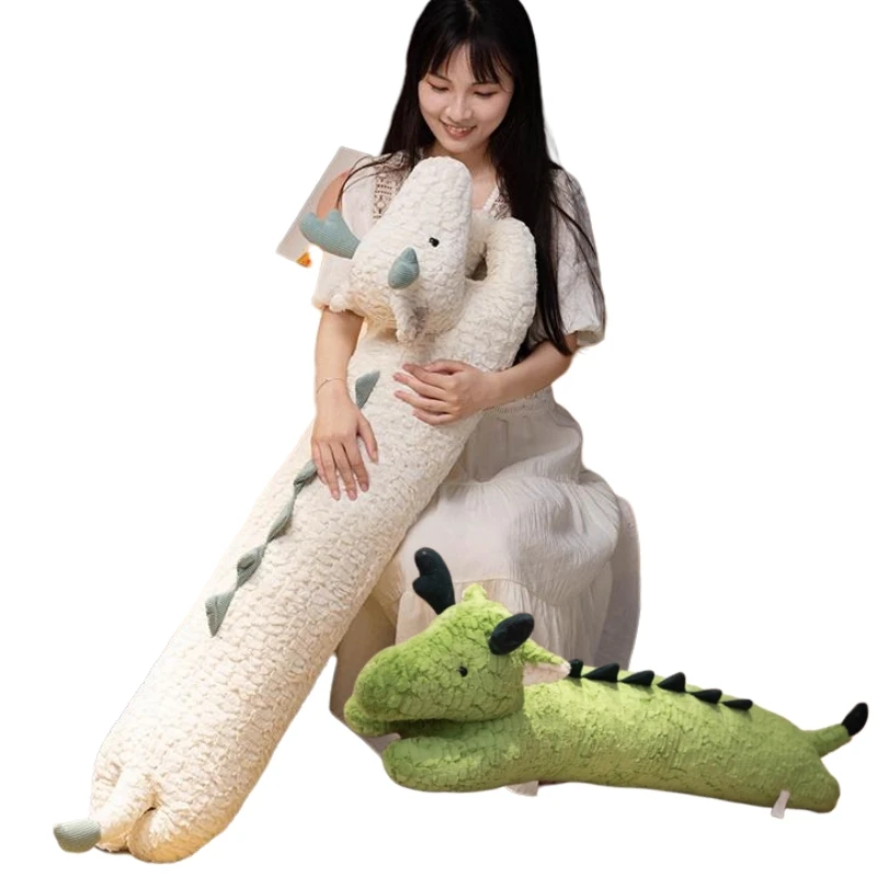 90/120cm Dinosaur Doll Throw Pillow Plush Toy Animal Girls Sleeping Special Bed Cushion Green White Dragon Doll Birthday Gifts