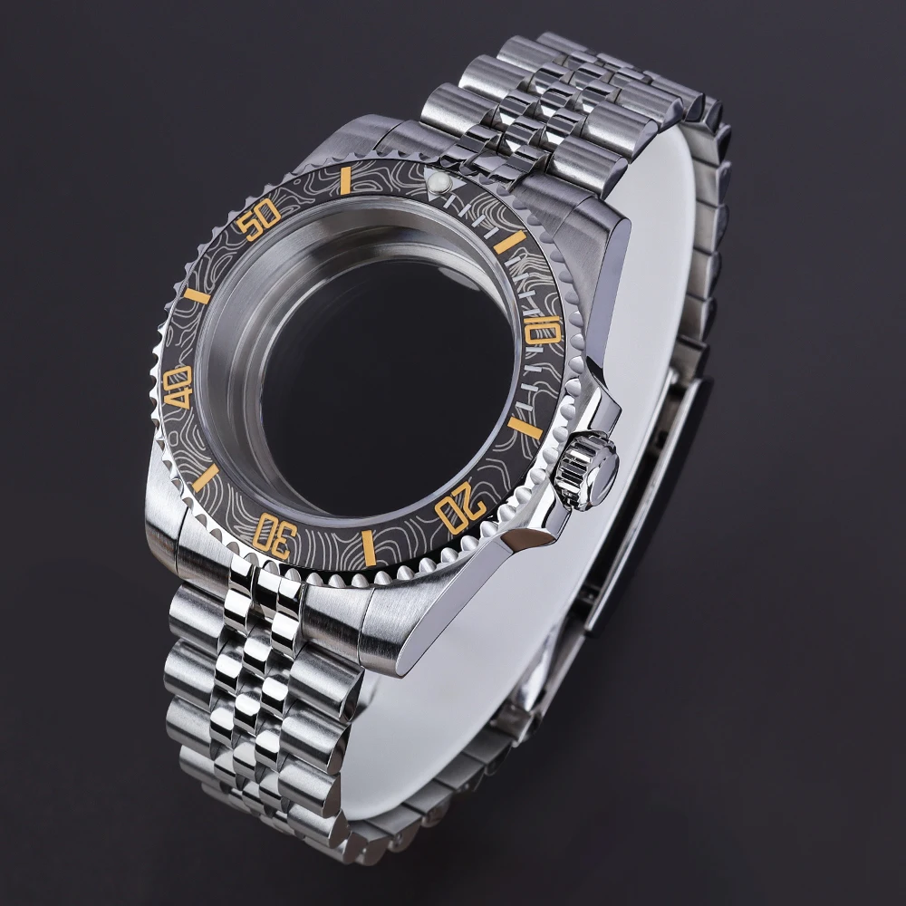 

40mm Diver Waterproof For SUB GMT NH35 NH36 NH34 Miyota8215 Eta 2824 Movement Sapphire Glass Watch Case 120 Click steel bracelet