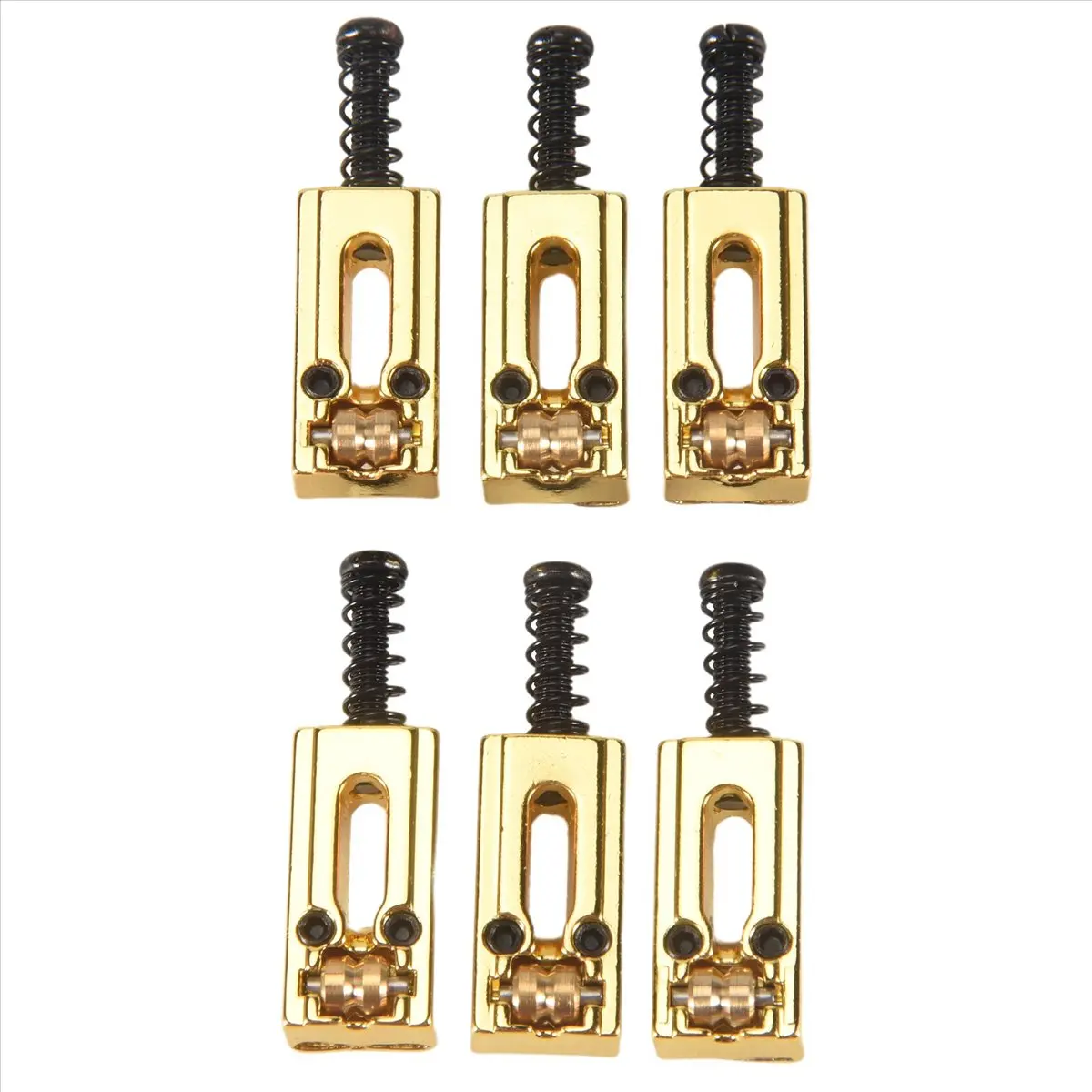 L79A 6 Pcs Metal Guitar Bridge Saddle Ball Roller String Tremolo Bridge Saddles for Electric Guitar Replacement Parts,Gold