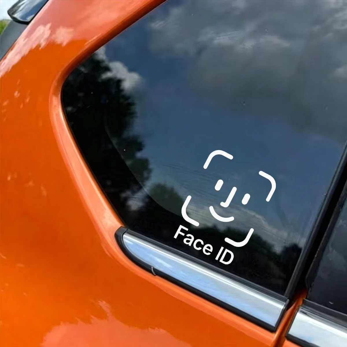 Face ID Funny Car Window Decal, Humorous Face Recognition Decal, Waterproof Auto Glass Decor Sticker for Car Side Window