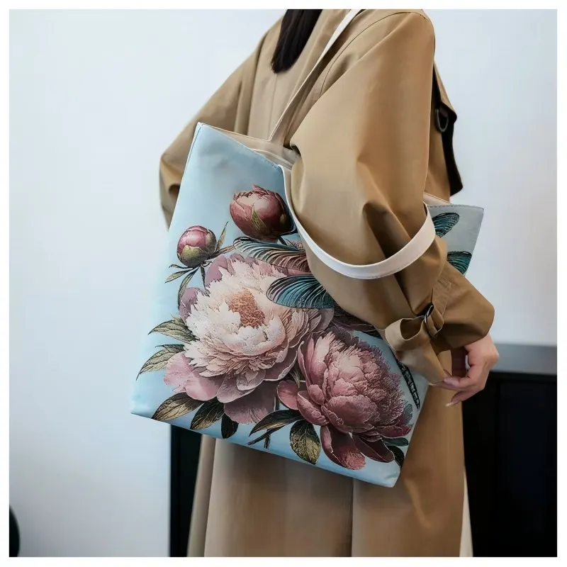 حقائب مطرزة على الطراز الصيني، تطريز على الوجهين، حقائب حمل ذات سعة كبيرة، حقائب نسائية بكتف واحد، حقائب يد #3