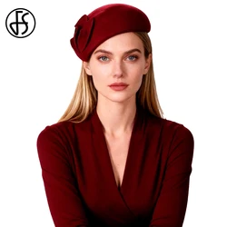FS Red Green Spring Wool Pillbox Hat Vintage Church Hats For Women Elegant Tea Party Fascinator Beret Cap Chapeau Femme 2026