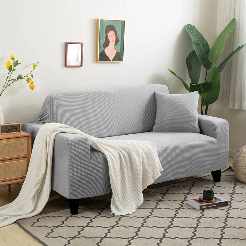 Neue Sofabezug aus Jacquard-Stoff, einfarbig, Couchbezüge, elastisch, waschbar, für L-förmiges Sofa, Wohnzimmer, 1/2/3/4/5 Sitz – Detail 15