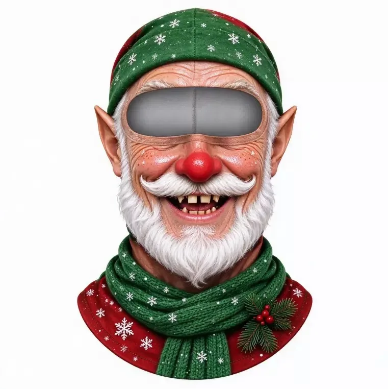 2027New 3D Face Printed Old Man Balaclava White Mustache Breathable Eye Hole Face Mask Stretch Elastic Winter Mask Cover ﻿