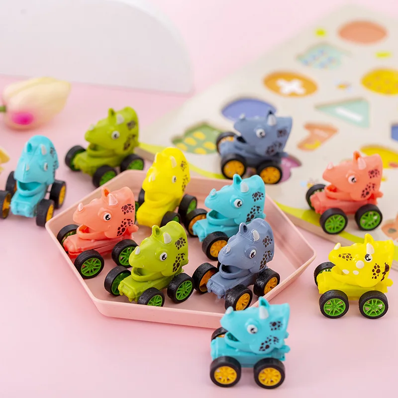 6Pcs Cartoon Mini Dinosaur Pull Back Car Toys for Kids Birthday Party Favors Baby Shower Pinata Fillers Halloween Gift Treat Bag