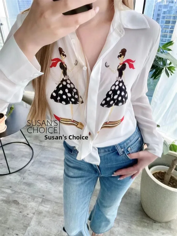 

Susan Faionable Silk Long Sve Повседневный топ с героями мультфильмов для девочек Дышащий, приятный для кожи, весна-лето, универсальный, простой дизайн irt