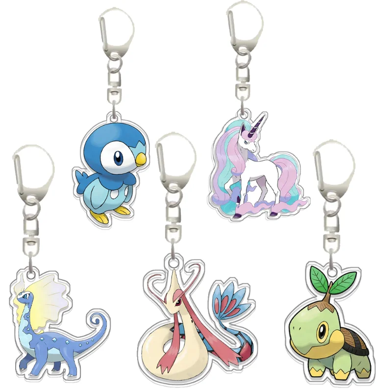 For Pokemon Piplup Galarian Rapidash Turtwig Milotic  Acrylic Selfmade Original Cute Cartoon Anime Keychain Pendant Toy Gift