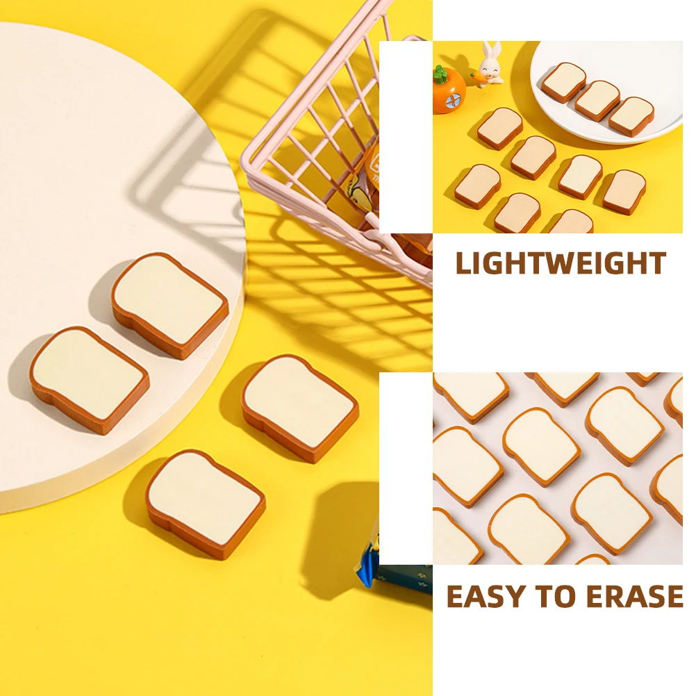 

16 Pcs Food Styling Eraser Cartoon Pencil Toast Bulk Tpr Kawaii Erasers Mini Shape