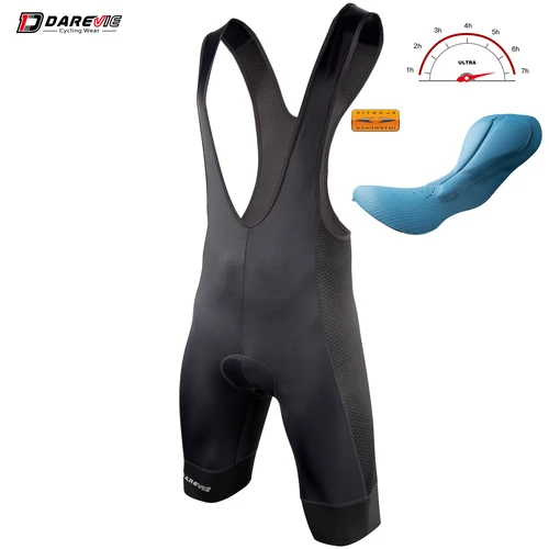 DAREVIE Pantalones cortos de ciclismo para hombre, con pechera, interfaz elástica italiana®Pantalones cortos de Ciclismo de nivel profesional para hombre, Shorts con almohadilla de esponja para ciclismo de montaña