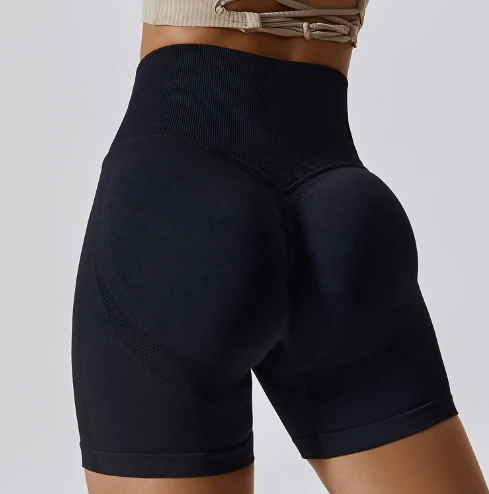 Women's Shorts Casual Solid Color Knitted Leggings High Waisted Fitness Pants Tight Fitting Running Breathable Yoga Shorts
