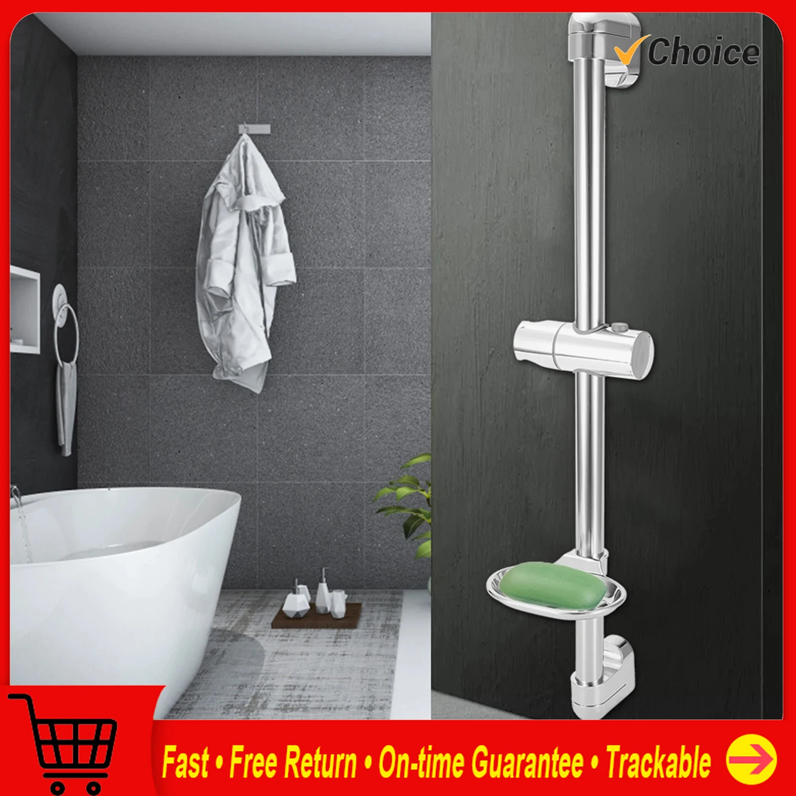 

G1/2 Bathroom Fixtures Shower Equipment Slide Stainless Steel Lifting Handhold Shower Head Holder Bracket with Soap Box