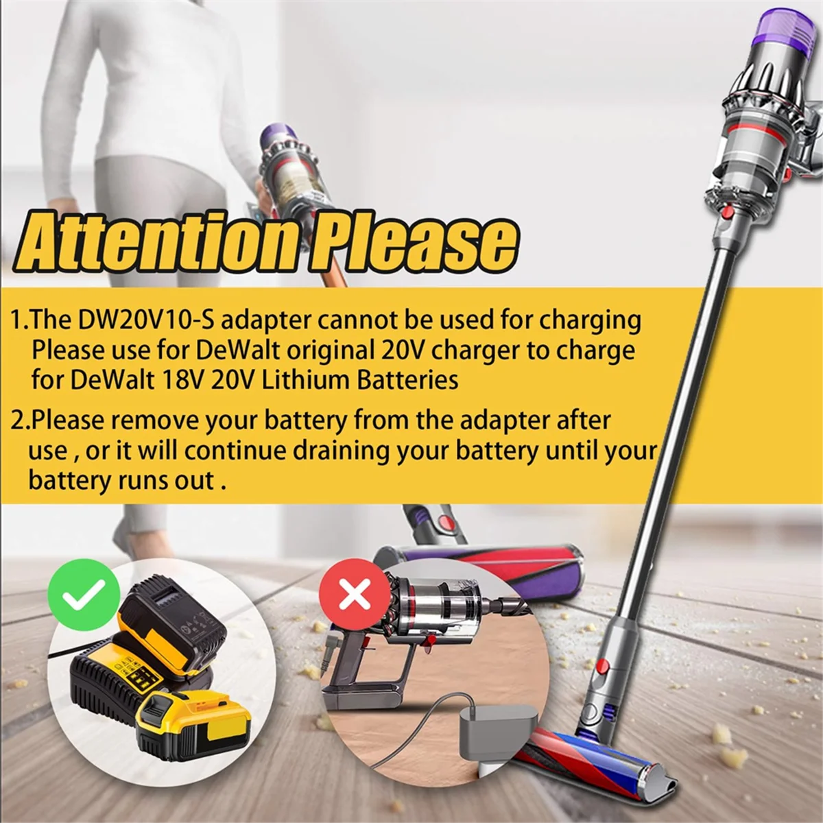 

ABKL DW20V10 Тонкий аккумуляторный адаптер для литий-ионного аккумулятора Dewalt 20 В, преобразователь в тонкий цифровой пылесос Dyson V10