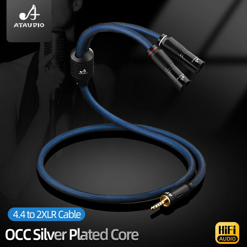 Kabel HiFi 4.4mm na podwójny XLR, posrebrzany OCC, kabel audio zbalansowany 4.4mm/2.5mm na 2XLR męski lub żeński do wzmacniacza słuchawkowego — zdjęcie produktu 2